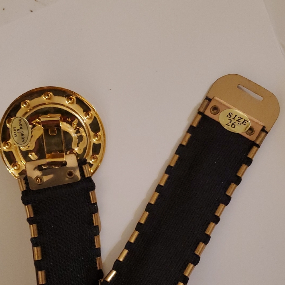 New Gold Lion Head Metal Stretchy Belt Total Length 26" Fits From M Up To Xl - Picture 7 of 9